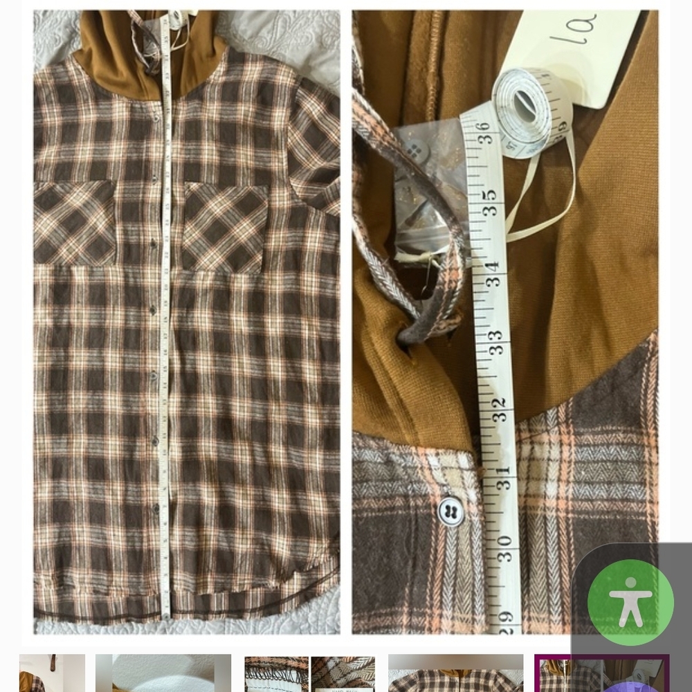 LaMiel Brown Plaid Hooded Jacket La Miel Size Large Nwt